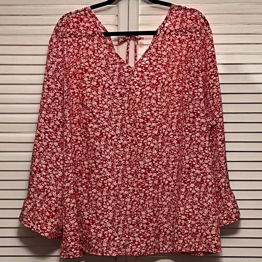 Chic Red Floral Blouse